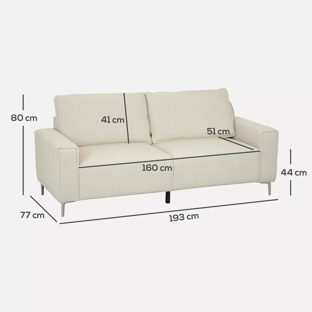 Modernus 3-vietis sofos, minkšta sofa su atlošimo pagalvėlėmis, minkšta sofa, skirta svetainei, miegamajam, namų biurui, kreminės baltos spalvos.