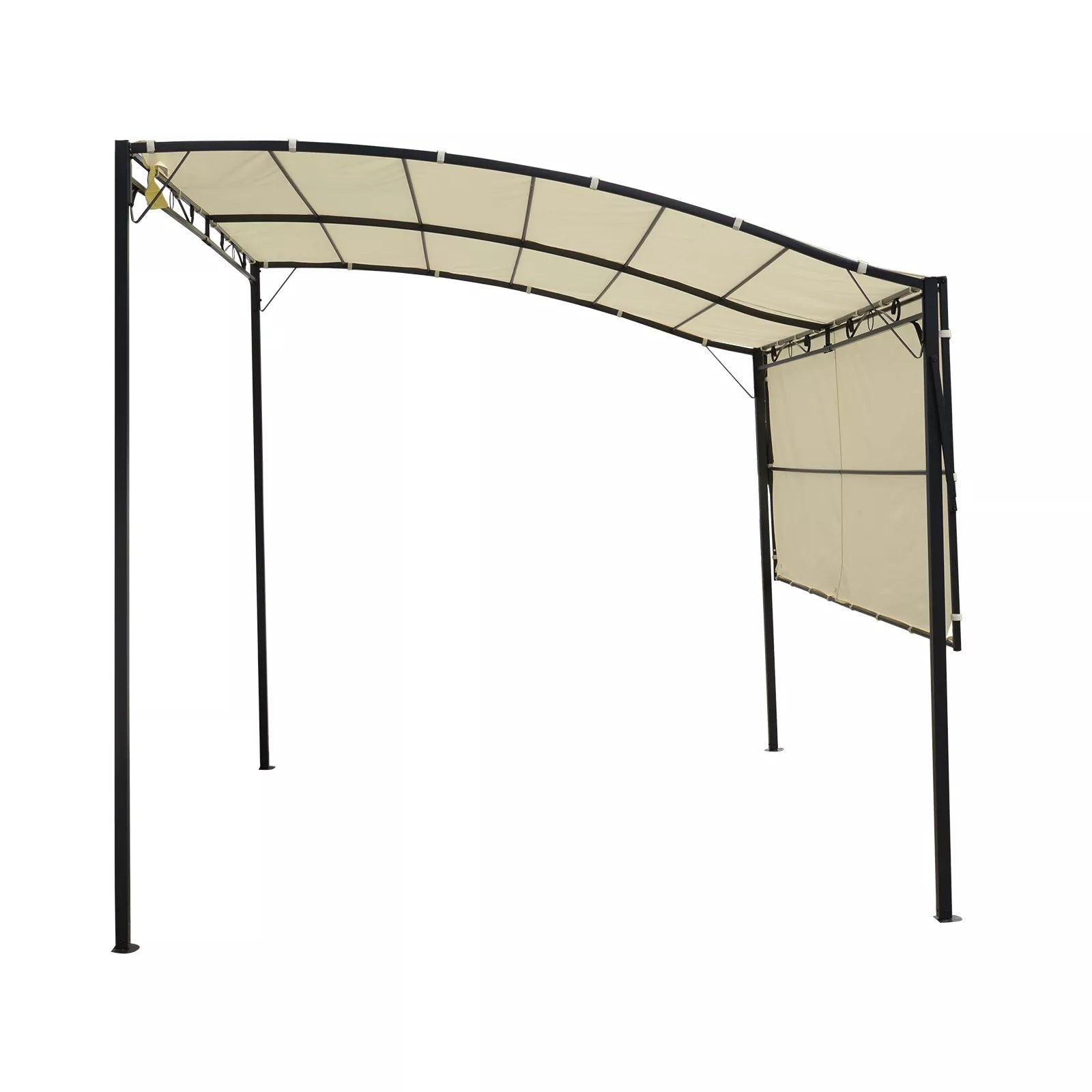 Paviljonas su atlenkiamu stogo prailginimu, atsparus atmosferos poveikiui, 3 x 2,5 m, kreminės baltos spalvos