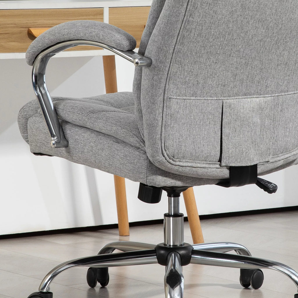 Ergonomiška pilka biuro kėdė su aukštu atlošu, kvėpuojančiu apmušalu ir reguliuojamu aukščiu