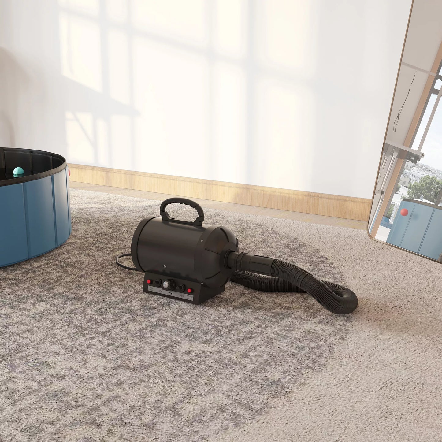 Šunų džiovintuvas Blower 2800W Šunų džiovintuvas su reguliuojamu greičiu, temperatūros lygiais, 3 antgaliais, šildymu, gyvūnų plaukų džiovintuvas Pet Dryer šunims, katėms ir kitiems naminiams gyvūnams