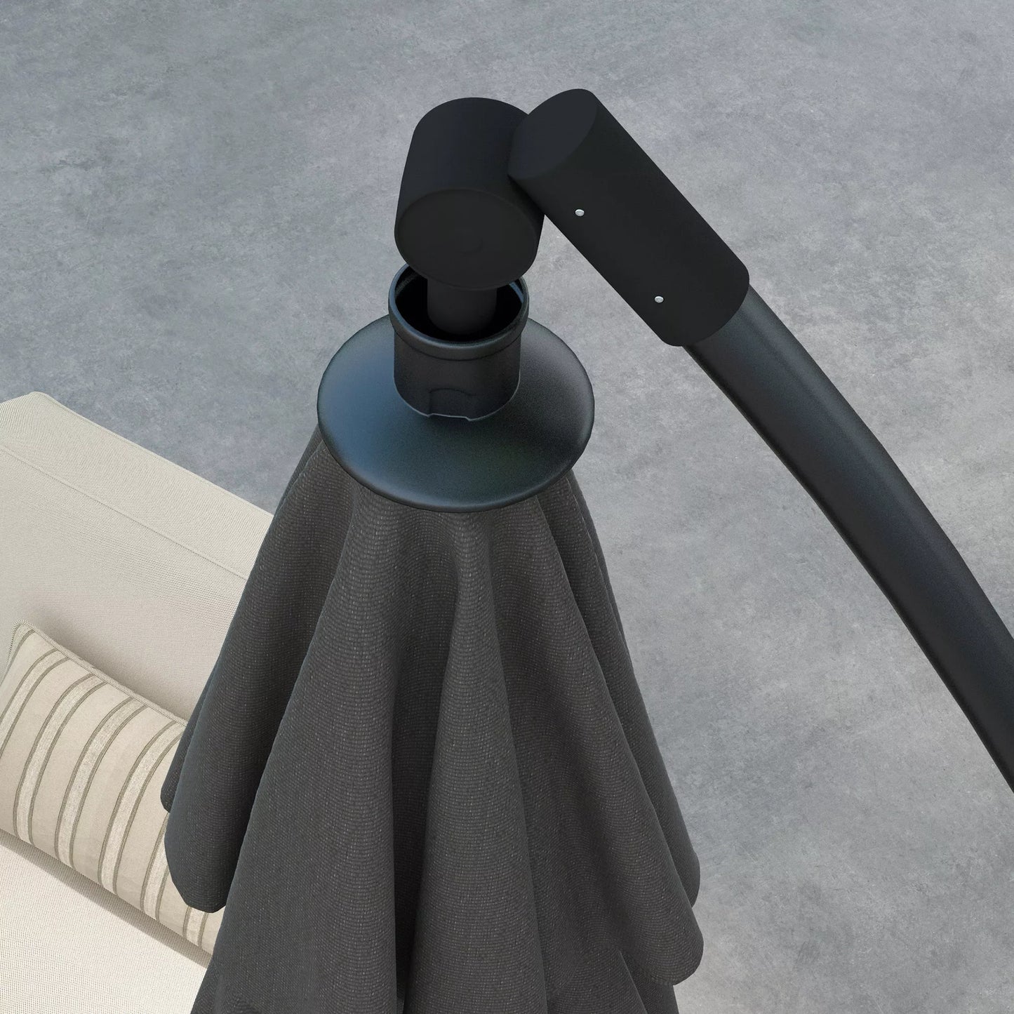 Konsolinis skėtis nuo saulės, su kryžminiu pagrindu, 293 x 293 x 260 cm, Pilkas