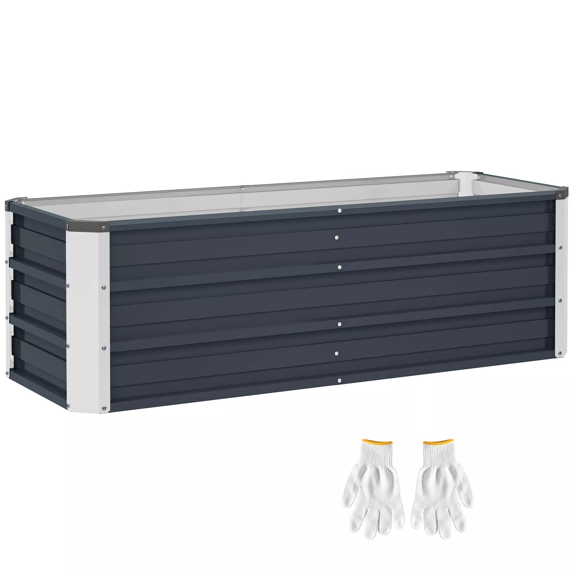 Aukštas plieninis gėlių vazonas, sodininkystės vazonas, gėlių dėžė, gėlių vazonas su pirštinėmis, anglies pilkos spalvos, 125 x 47 x 40 cm