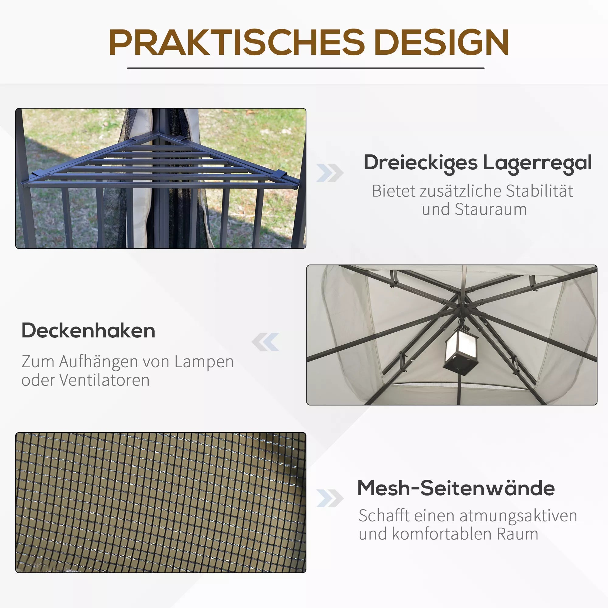 Sodo paviljonas su dvigubu stogu Paviljonas Sodo palapinė Šventinė palapinė 4 x šoninės sienos Metalo + poliesterio smėlio spalvos 2,99 x 2,99 x 2,74 m