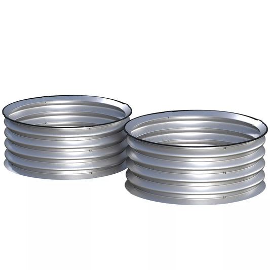 2 vnt. paaukštintų lysvių komplektas, modulinė lysvė, 2 vnt., be dugno, Ø60 x 30 cm. Sidabrinis