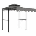 Grillpavillon 242x232x248 cm vandeniui atsparus, ugniai atsparus sodo paviljonas su dvigubu stogu Pilkos spalvos