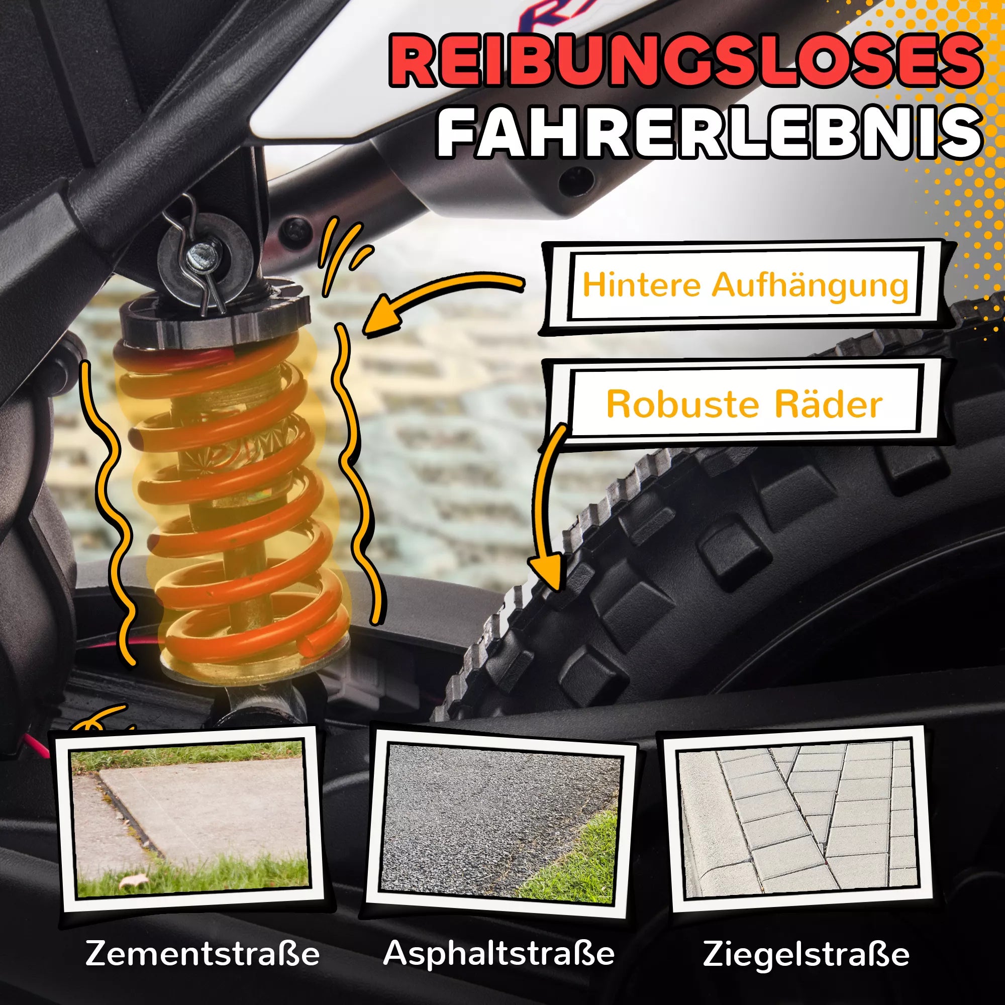 12 V vaikų motociklas su pagalbiniais ratais, LED žibintais, muzika, USB, elektrinis motociklas berniukams ir mergaitėms, baltas