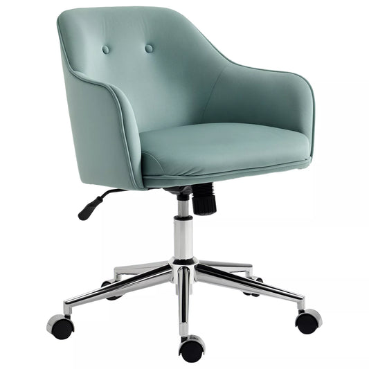 Biuro kėdė su sagčių apsiuvimu, reguliuojamo aukščio, svyravimo funkcija, aksominė išvaizda, 61 cm x 59 cm x 90,5 cm, turkio spalvos