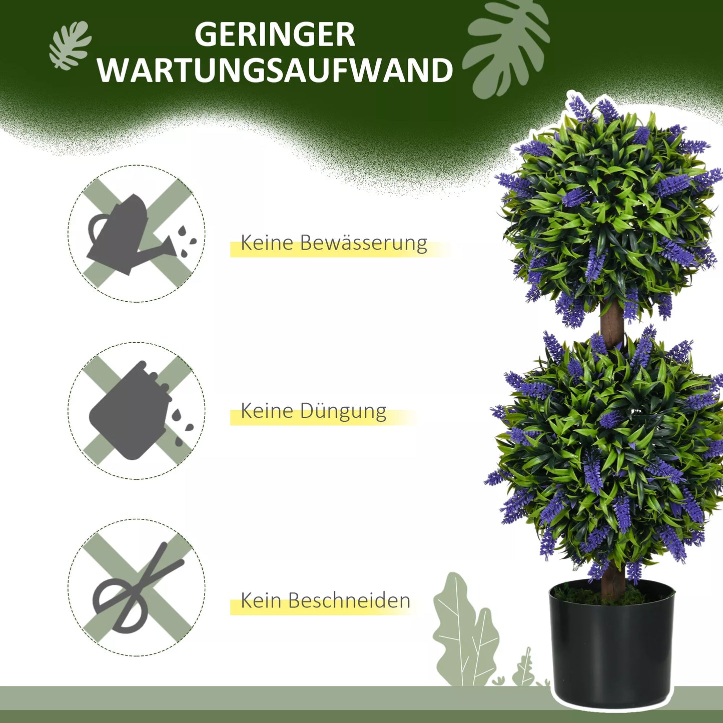 2 vnt. rinkinys Dirbtiniai augalai, UV spinduliams atsparūs dirbtiniai augalai vazone, 70 cm kambariniai augalai svetainei, sodui