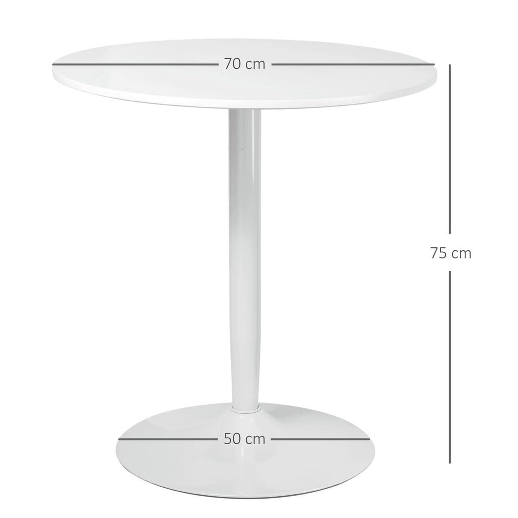 Valgomasis stalas 2 asmenims, apvalus, baltas, 70 x 70 x 75 cm