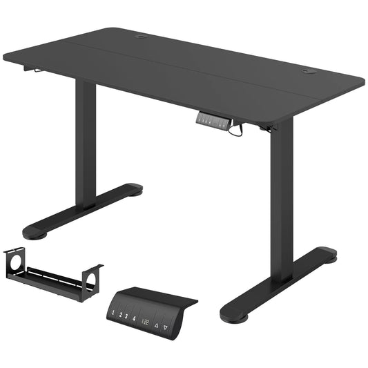 Stovimas stalas, aukščio reguliuojamas kompiuterio stalas, 140 cm x 70 cm x 116 cm, juodas