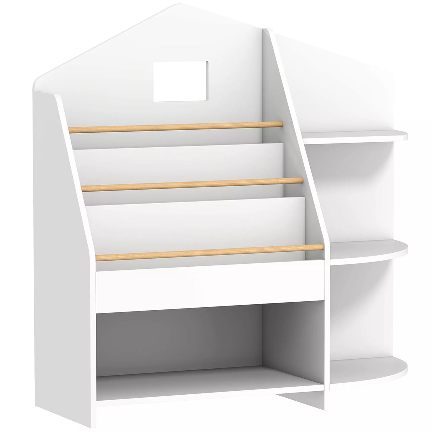 Vaikiška lentyna su 7 lentynomis knygoms, žaislams, suapvalintais kampais, atlaiko 40 kg, balta