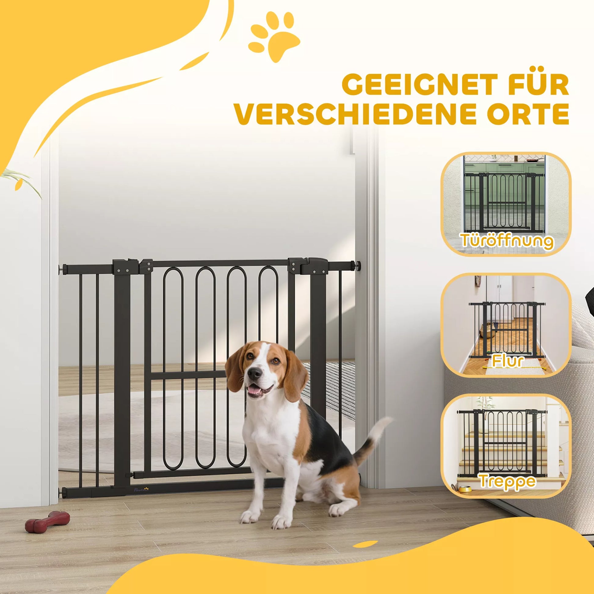 Durų apsauginė grotelė šunims, 76–104 cm, be gręžimo, laiptų grotelė