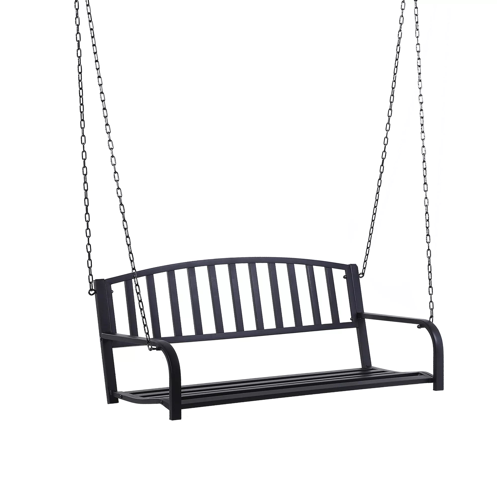 Pakabinama suolelė 2 vietų sodo sūpynės Sūpynės suolelis Holivudo sūpynės Pakabinamas suolelis su grandinėmis Metalo Juodas 127 x 60 x 53 cm