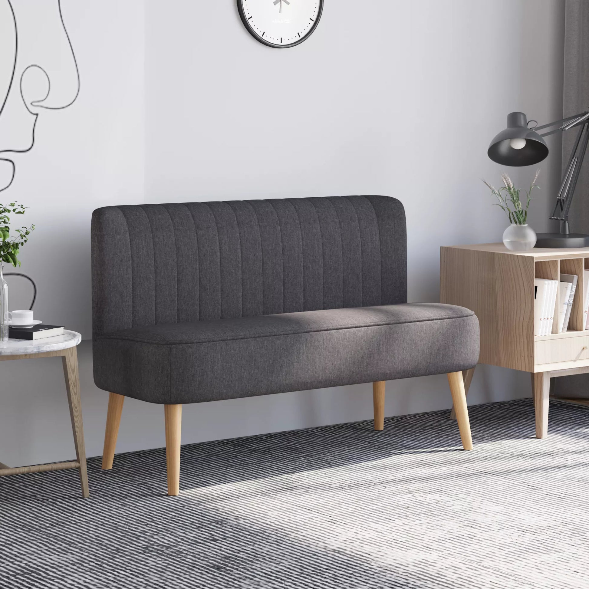 2 vietų sofa, minkšta apmušalai, lengvai prižiūrimi apmušalai, iki 220 kg, 117 x 56,5 x 77 cm, tamsiai pilka