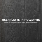 Lauko stalas, sodo stalas, 6 asmenims, sulankstomas, medžio imitacija, tamsiai pilkos spalvos, 180 x 75,5 x 73 cm