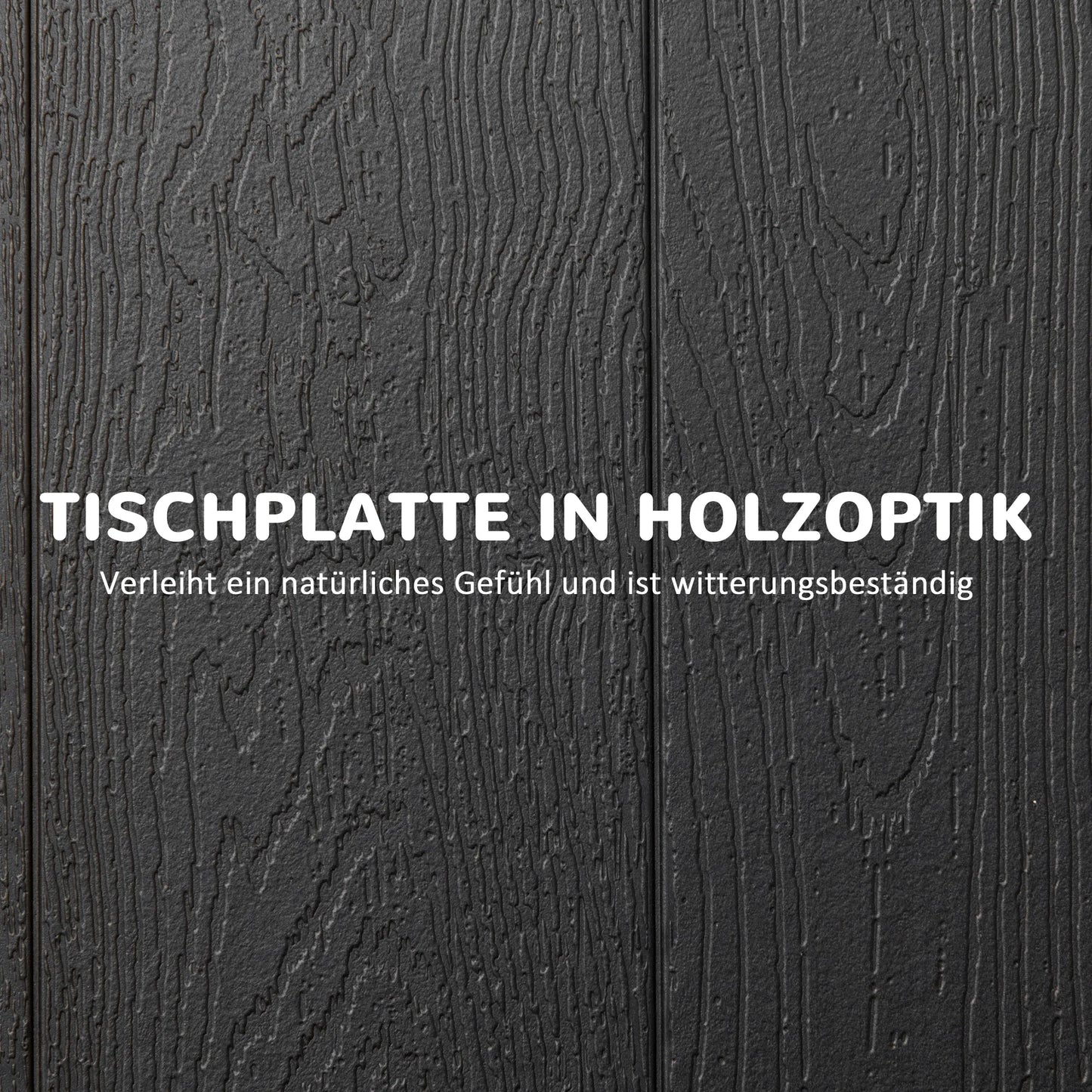 Lauko stalas, sodo stalas, 6 asmenims, sulankstomas, medžio imitacija, tamsiai pilkos spalvos, 180 x 75,5 x 73 cm