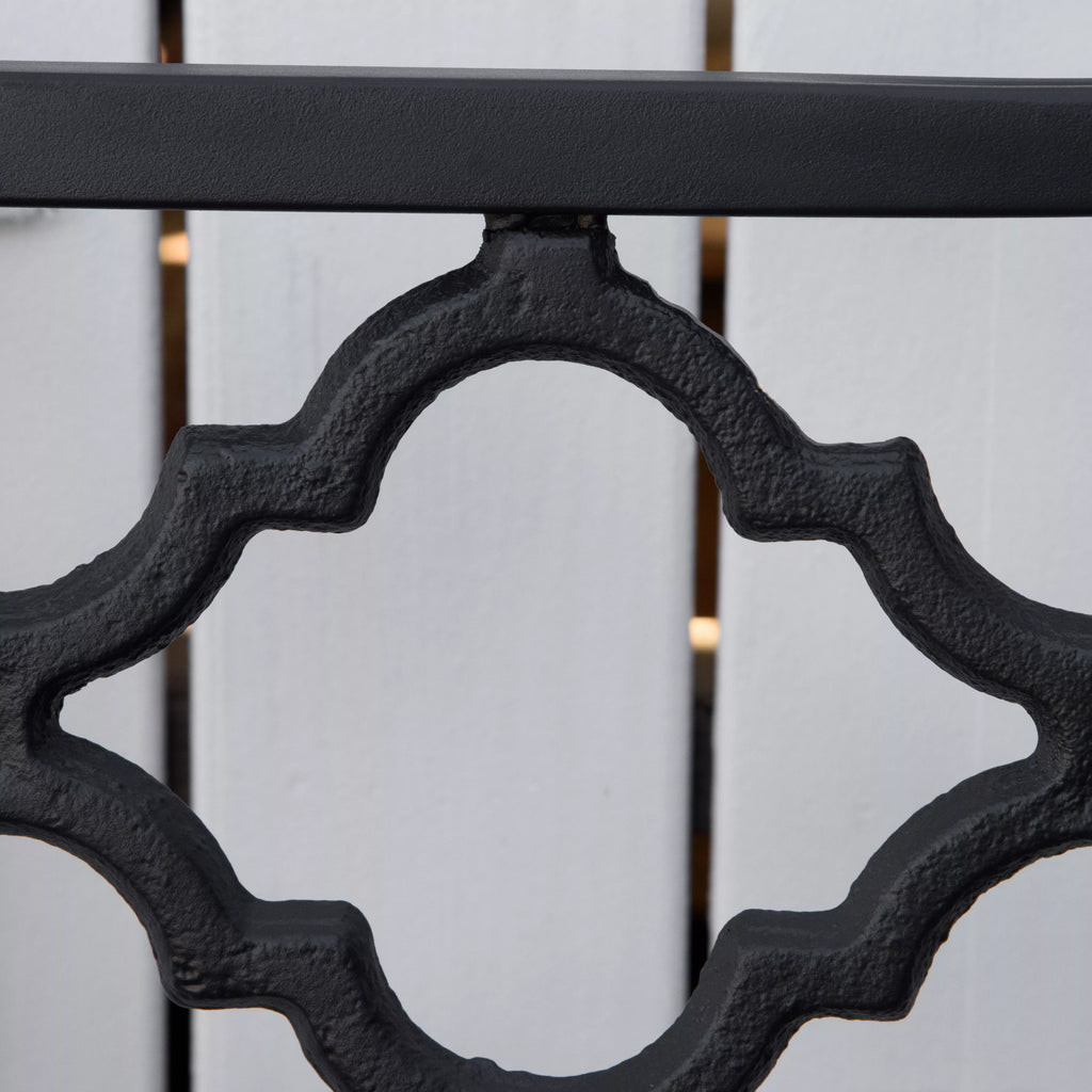 Sodo suolas 2 vietų metalinis parko suolas Suolas iki 240 kg Suolas Terasos suolas su atlošais ir porankiais Sodo baldai Ketus Juodas 128 x 58,5 x 89 cm