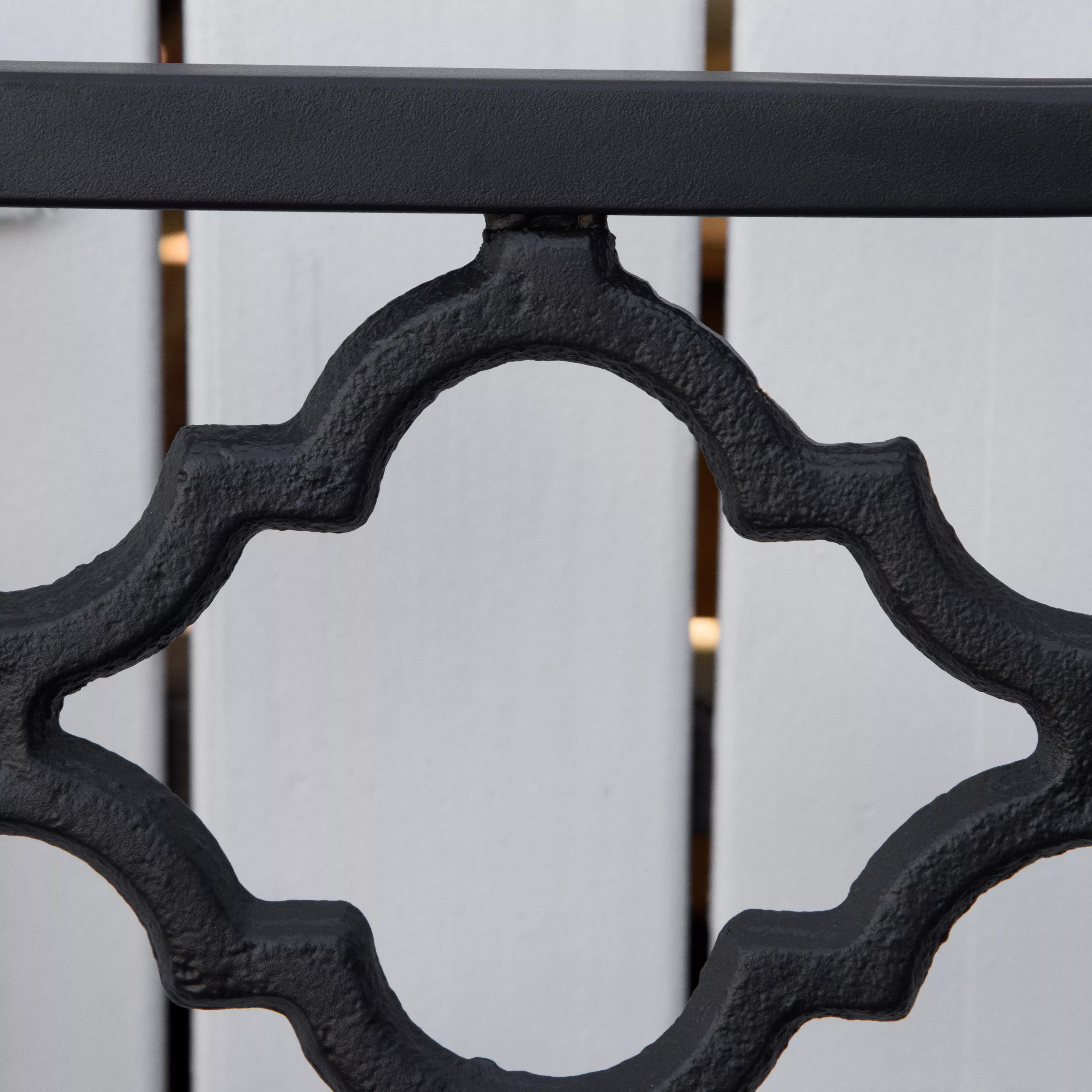 Sodo suolas 2 vietų metalinis parko suolas Suolas iki 240 kg Suolas Terasos suolas su atlošais ir porankiais Sodo baldai Ketus Juodas 128 x 58,5 x 89 cm