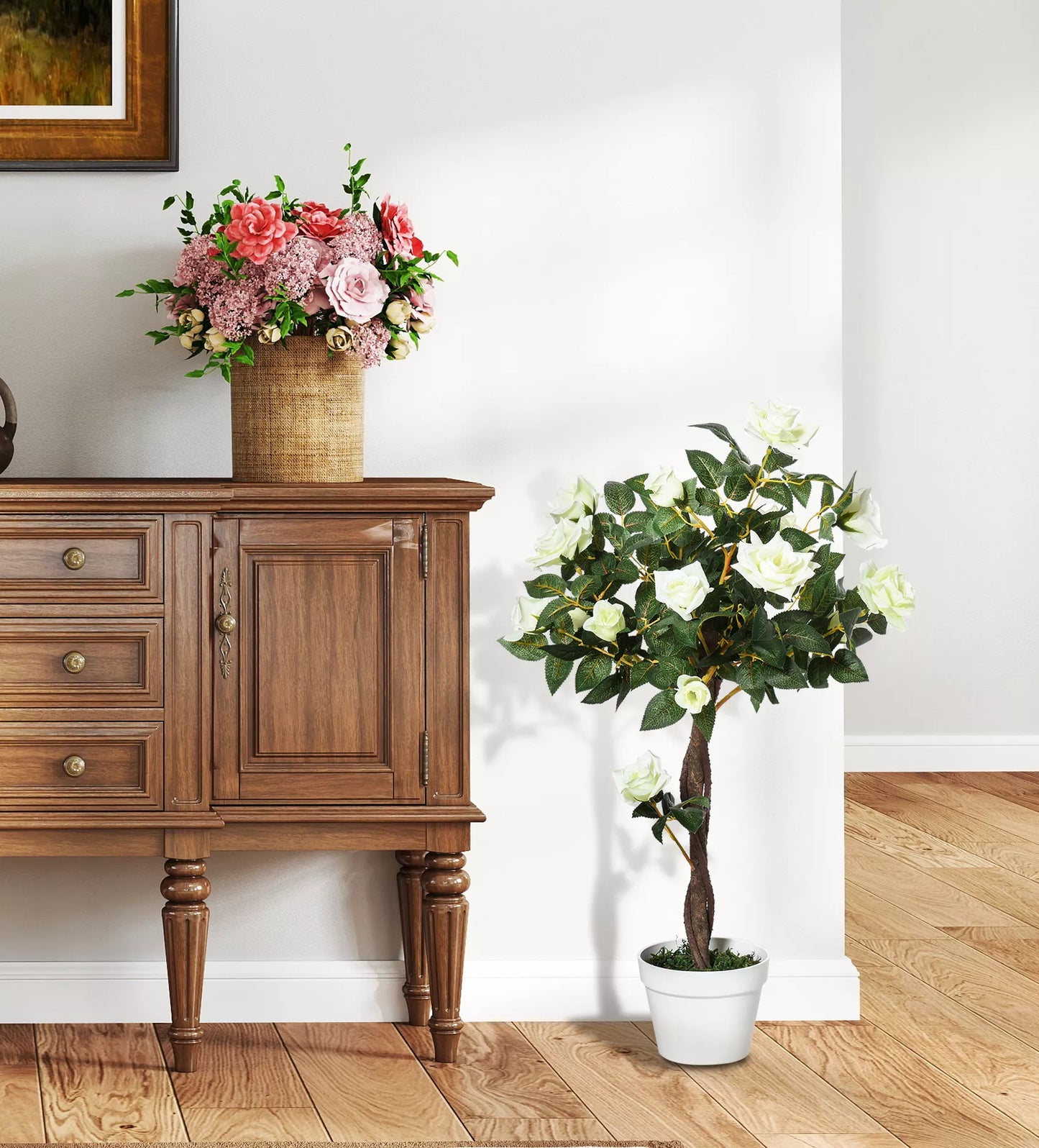 Dirbtinis medis, dirbtinis augalas cemento puode