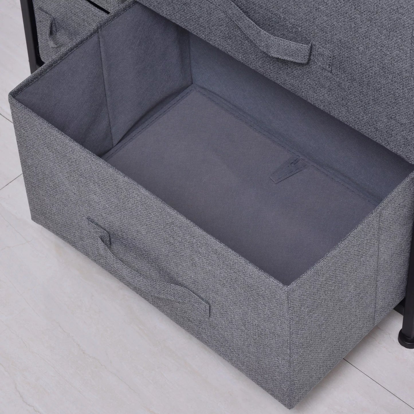 Komoda su 7 sulankstomais audinio stalčiais, neaustinis audinys, metalinis rėmas, 63,5 x 30 x 71 cm, tamsiai pilka