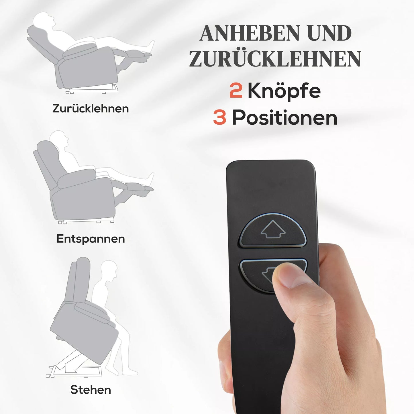 Fotelis su pagalba atsikelti, poilsio funkcija, su pulteliu, 144 cm x 91 cm x 88 cm, šviesiai pilkos spalvos