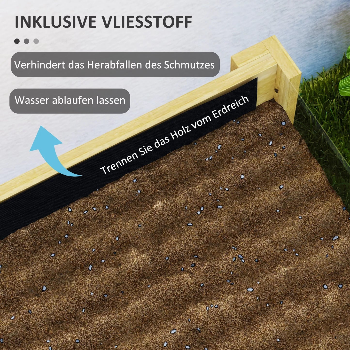 Pakeltas lysvas, medinė augalų dėžė su akrilo plokštėmis iš dviejų pusių, 118 L talpos, su vandens išleidimo skylutėmis, 110 x 50 x 80 cm