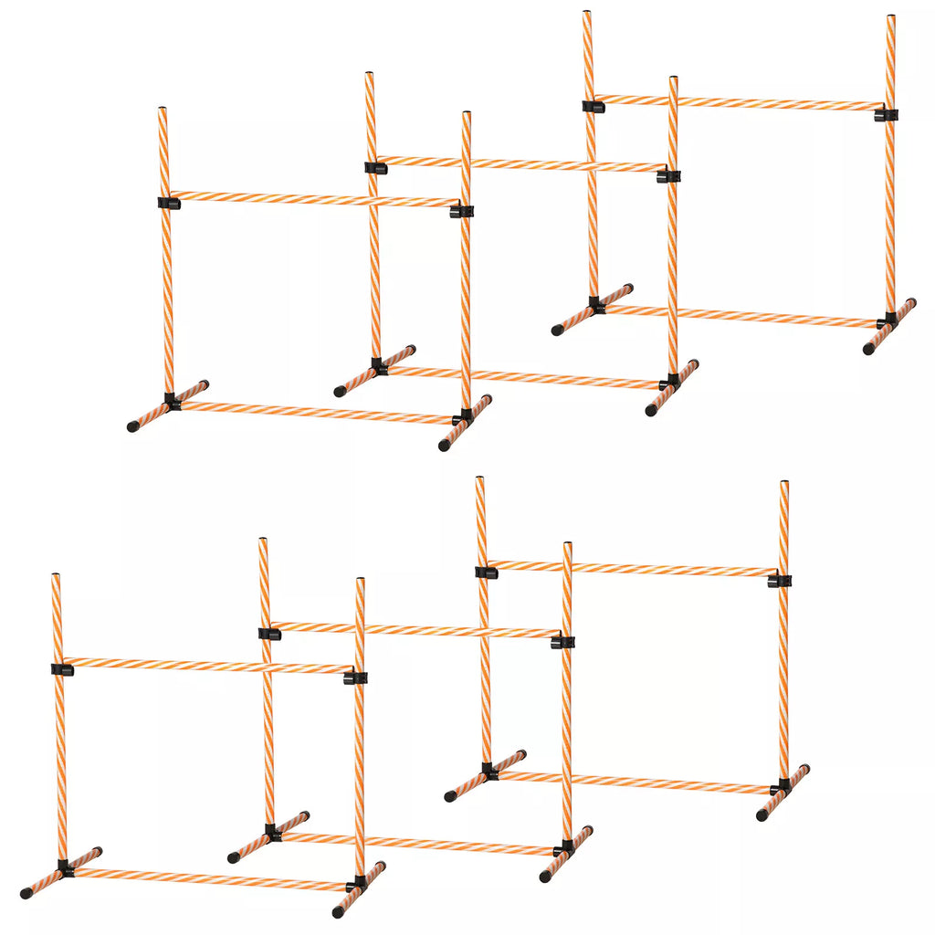 Agility rinkinys šunims, 6 vnt. Agility įrangos rinkinys su pinti strypais, švilpuku, šunų dresavimo reikmenimis ir nešimo krepšiu, skirtas parkui, sodui, oranžinės spalvos.