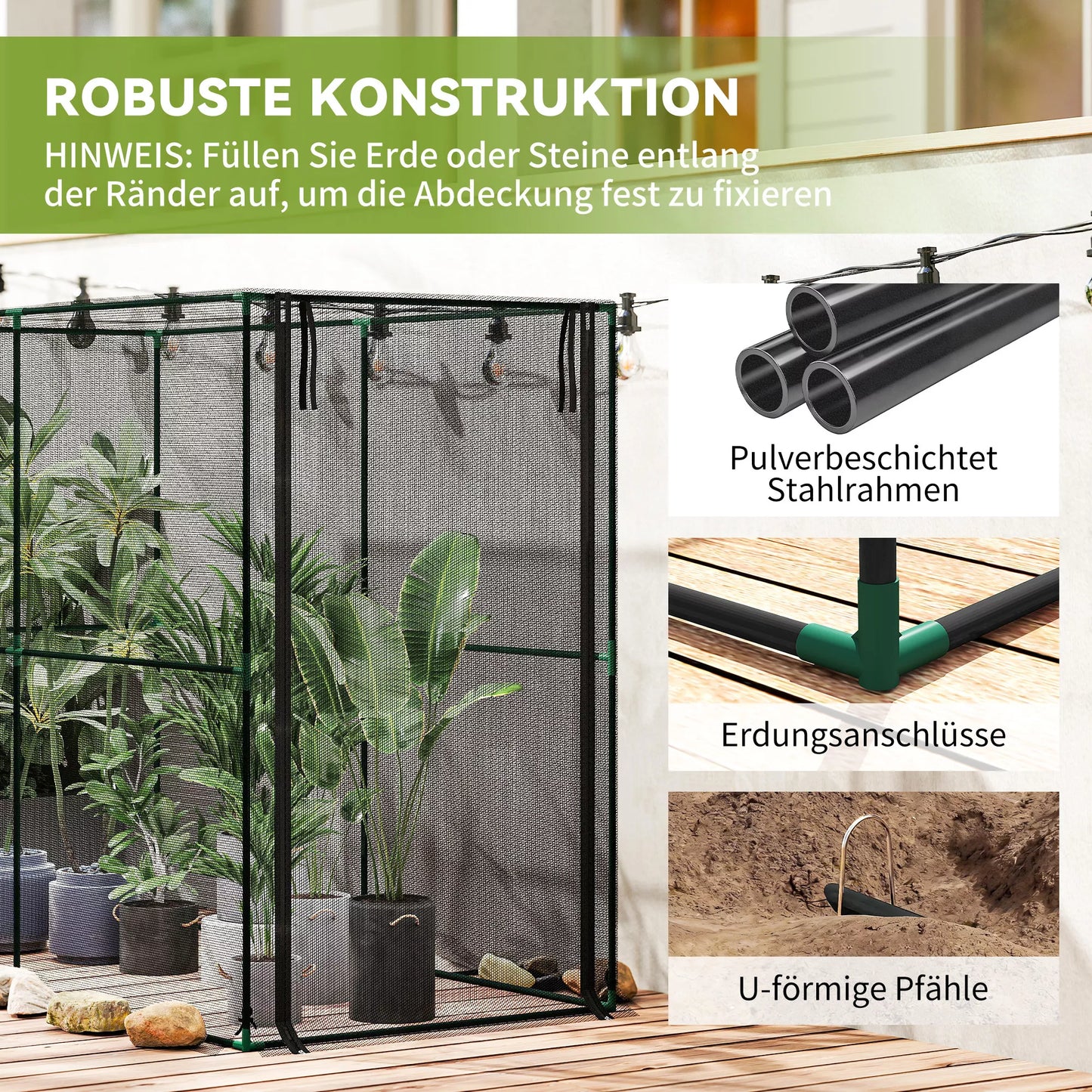 Vaisių narvas, augalų apsaugos tinklas su užtrauktuku, apsauga nuo paukščių, vabzdžių ir smulkių gyvūnų, juodas