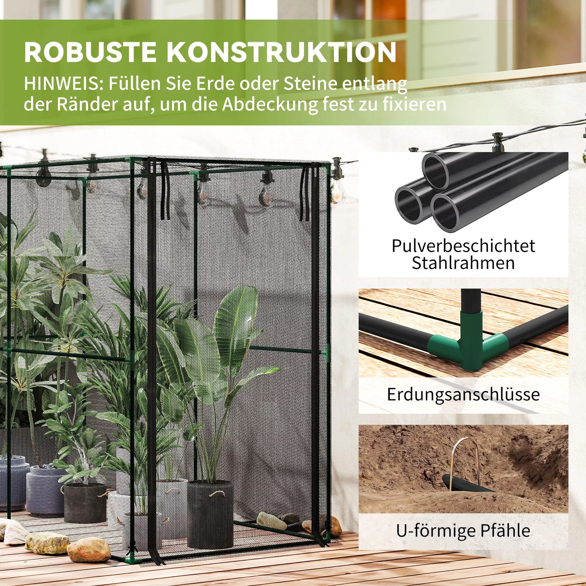 Vaisių narvas, augalų apsaugos tinklas su užtrauktuku, apsauga nuo paukščių, vabzdžių ir smulkių gyvūnų, juodas