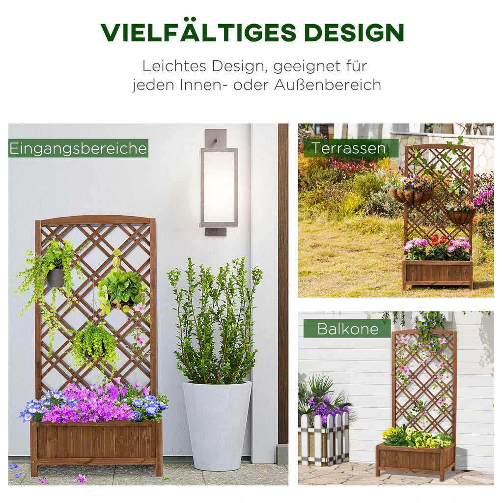 Aukšta pakelta medinė lysvė su grotelėmis 60 x 30 x 122,5 cm – geltona