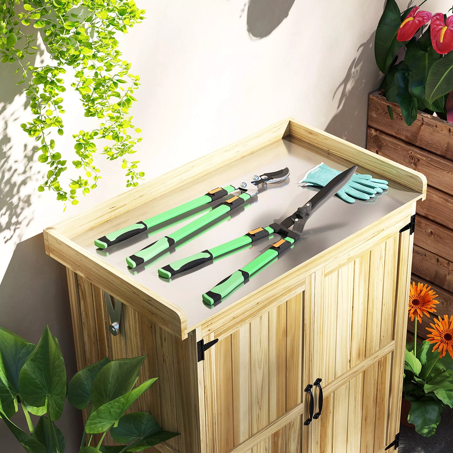 Sodo gyvatvorių žirklių rinkinys, 2 dalys, su metaliniais ašmenimis, prailginama rankena, ašmenų ilgis 90 cm