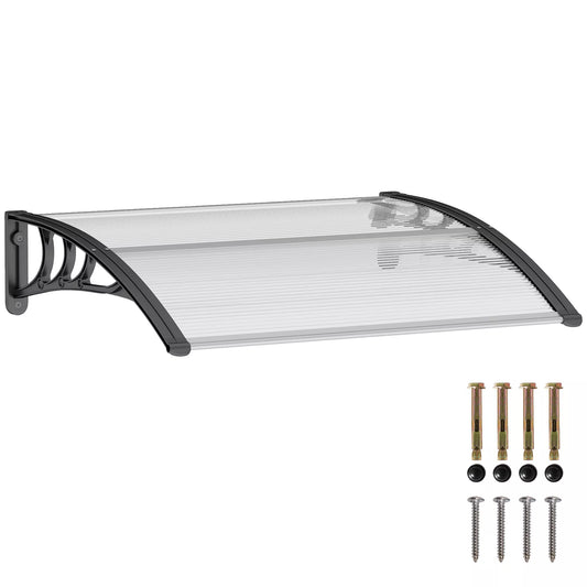 Stogelis virš durų 100 x 75 cm, šlaitinis stogelis, polikarbonato danga, skaidrus