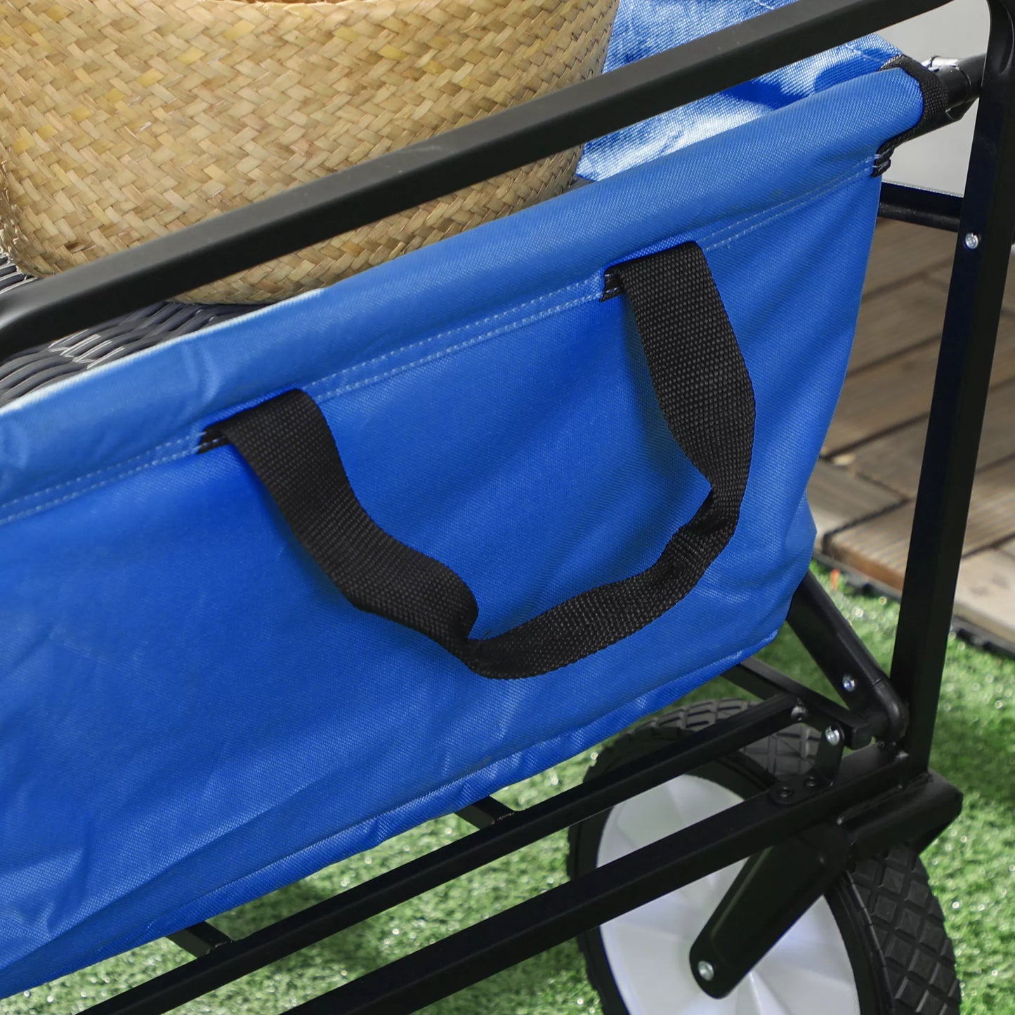 Rankinis vežimėlis sulankstomas su stabdžiais ir reguliuojama rankena, transportavimo vežimėlis, atlaikantis 68 KG, vežimėlis paplūdimiui, sodui, apsipirkimui