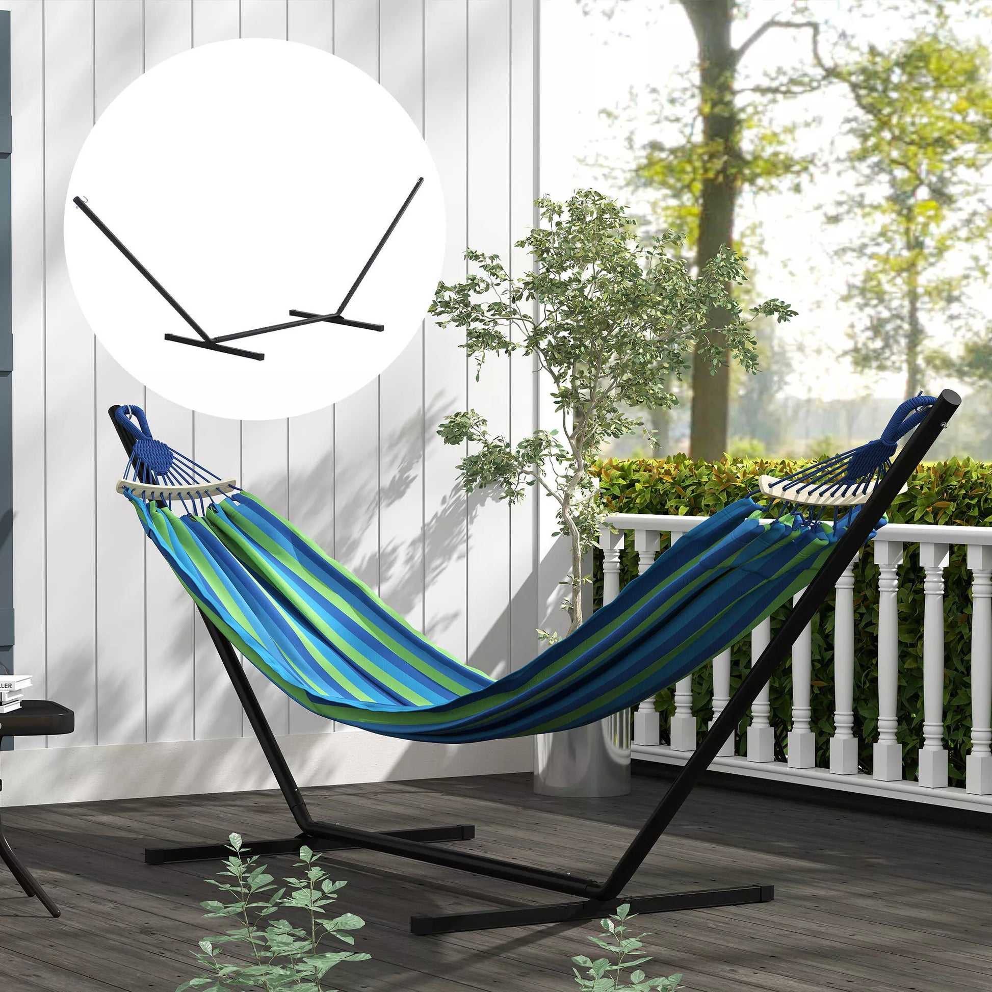 Hamako stovas hamakams Hamako stovas su kabliais Sodas Paplūdimys Metalas 360 x 92 x 112 cm iki 120 kg