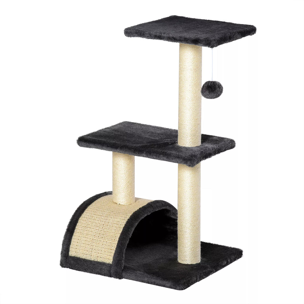 Kačių draskyklė 72 cm su stulpais ir platforma, pilka