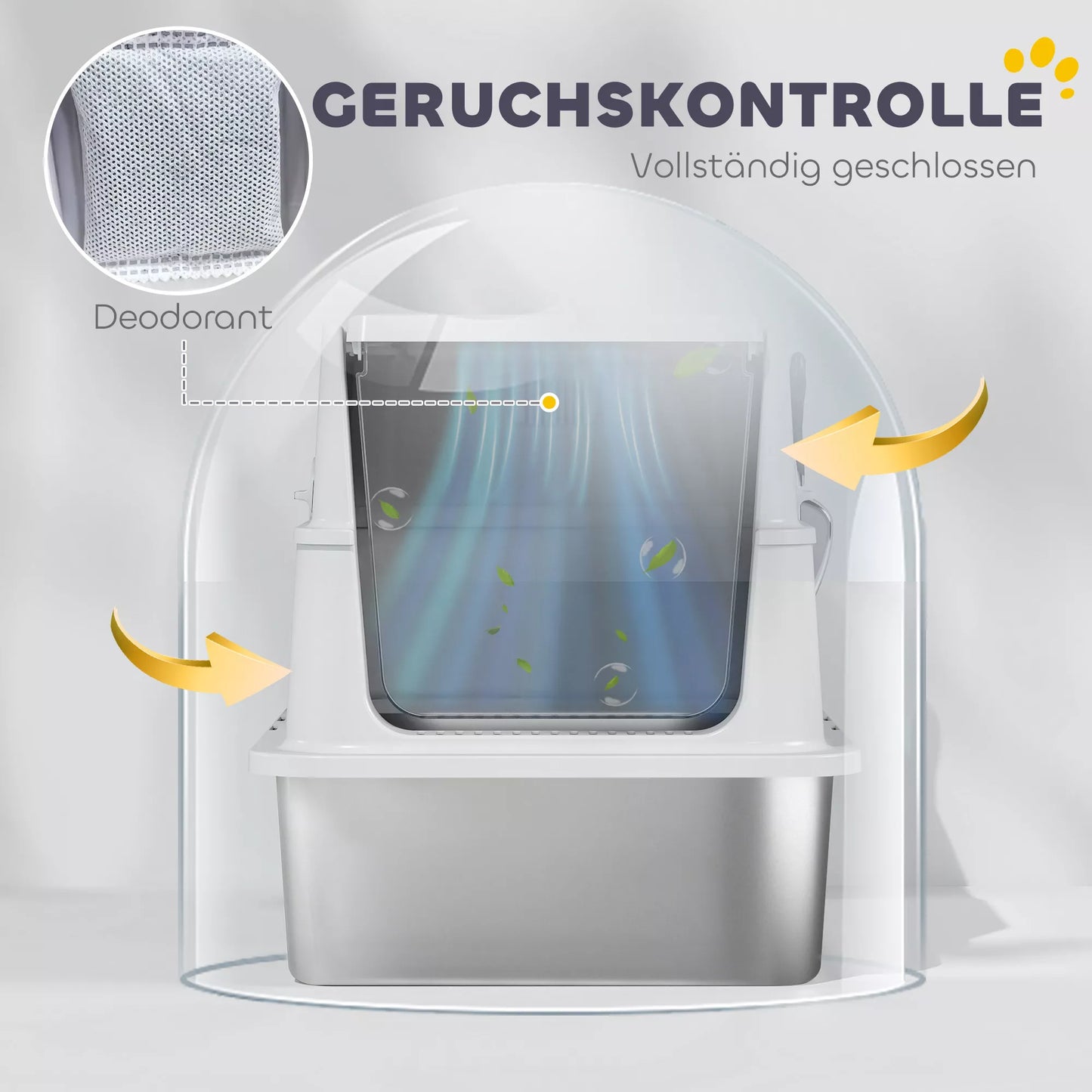 Kačių tualetas, nerūdijančio plieno, XL vidaus erdvė, su kastuvėliu, šviesiai pilkas