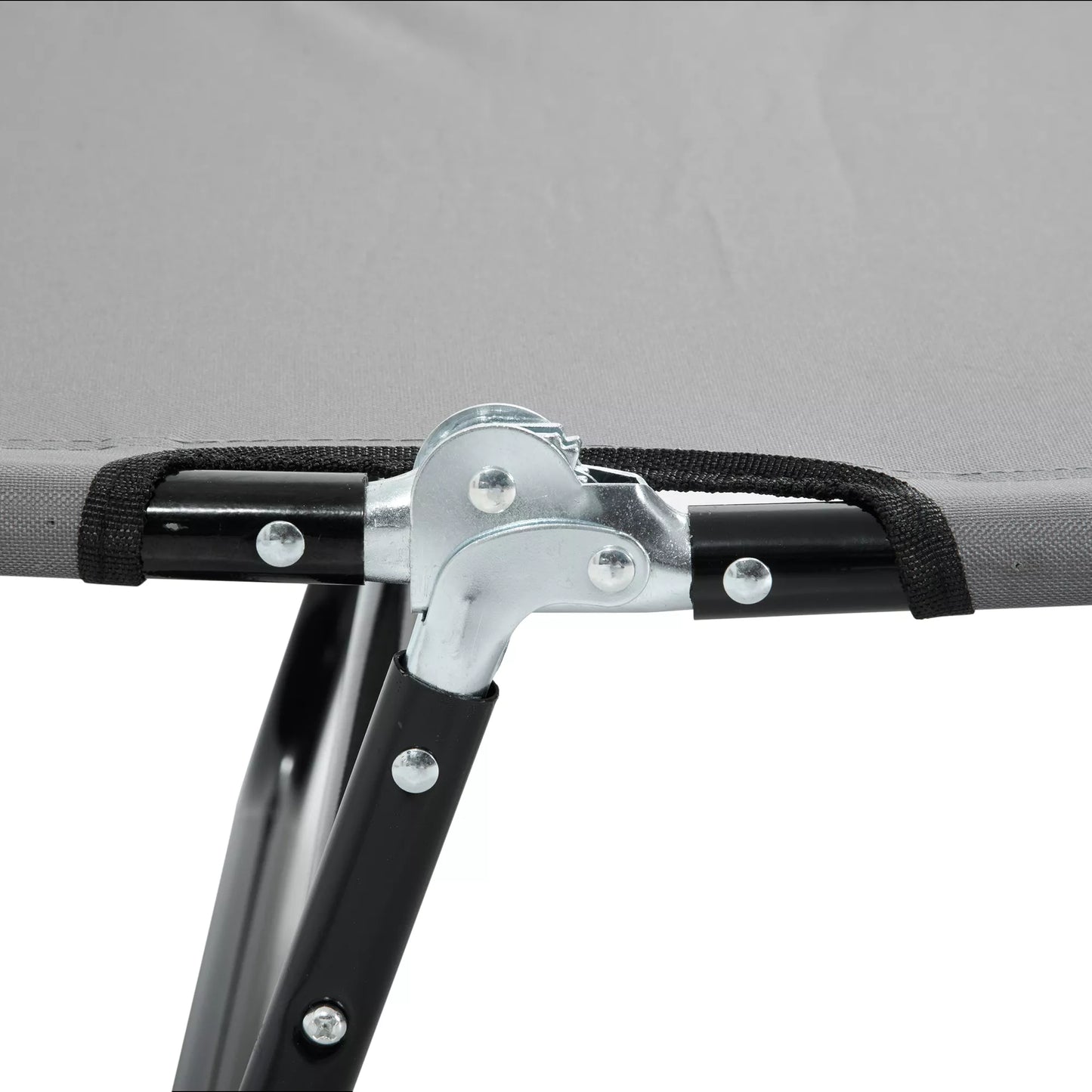 Gultas, 5 pakopų reguliuojamas atlošas, greitai džiūstantis, metalinis rėmas, 188 x 56 x 28 cm, pilkos spalvos