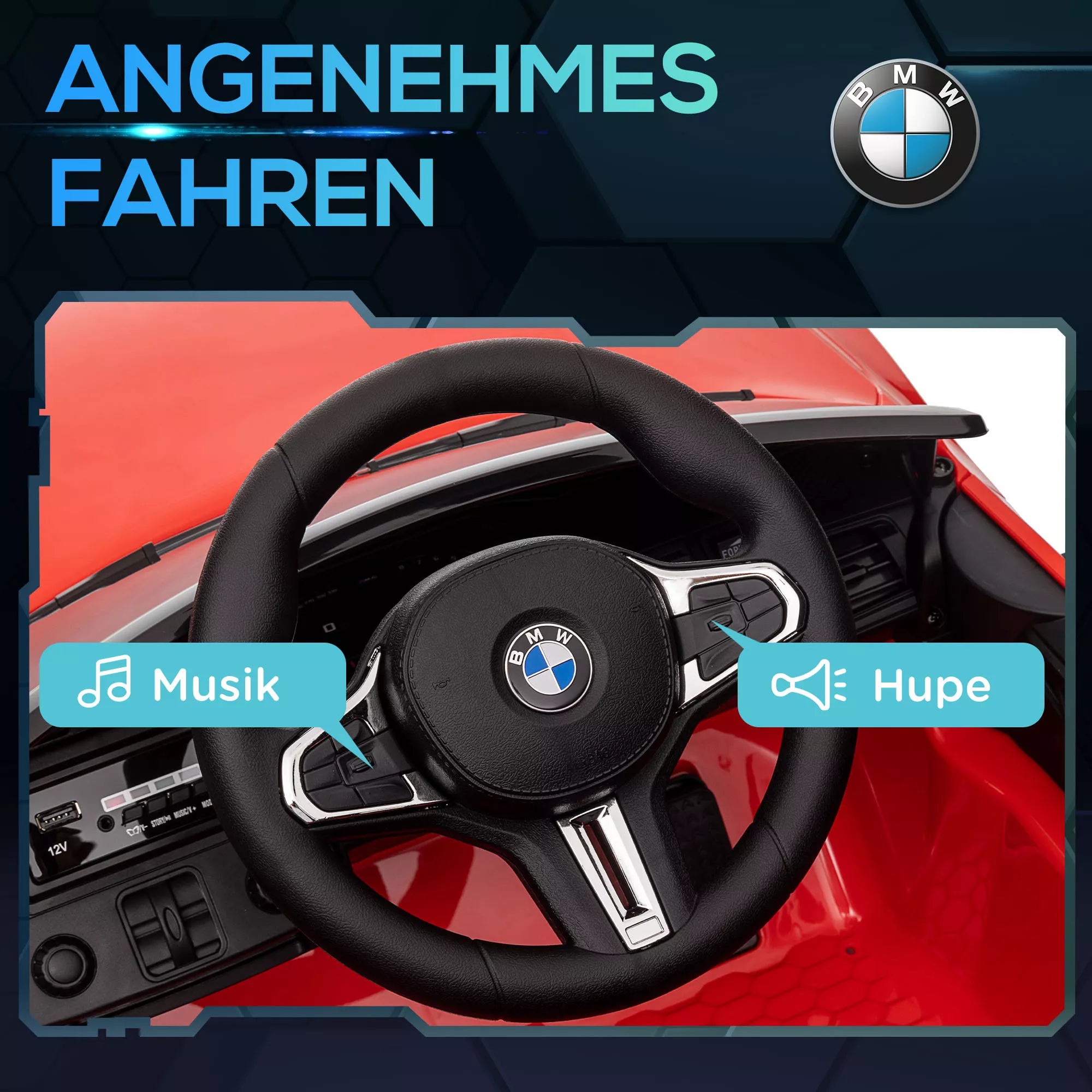 Elektrinis vaikų automobilis BMW M4, garsas ir šviesa, 3–5 km/h, su nuotolinio valdymo pultu, skirtas 3–5 metų vaikams, raudonas