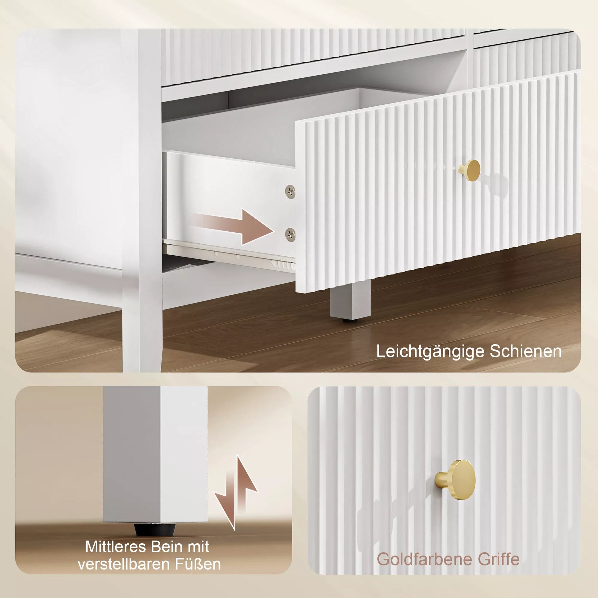 Komoda su 6 stalčiais Moderni spinta daiktams laikyti, skirta svetainei, miegamajam, prieškambariui 100 x 40 x 78 cm Balta