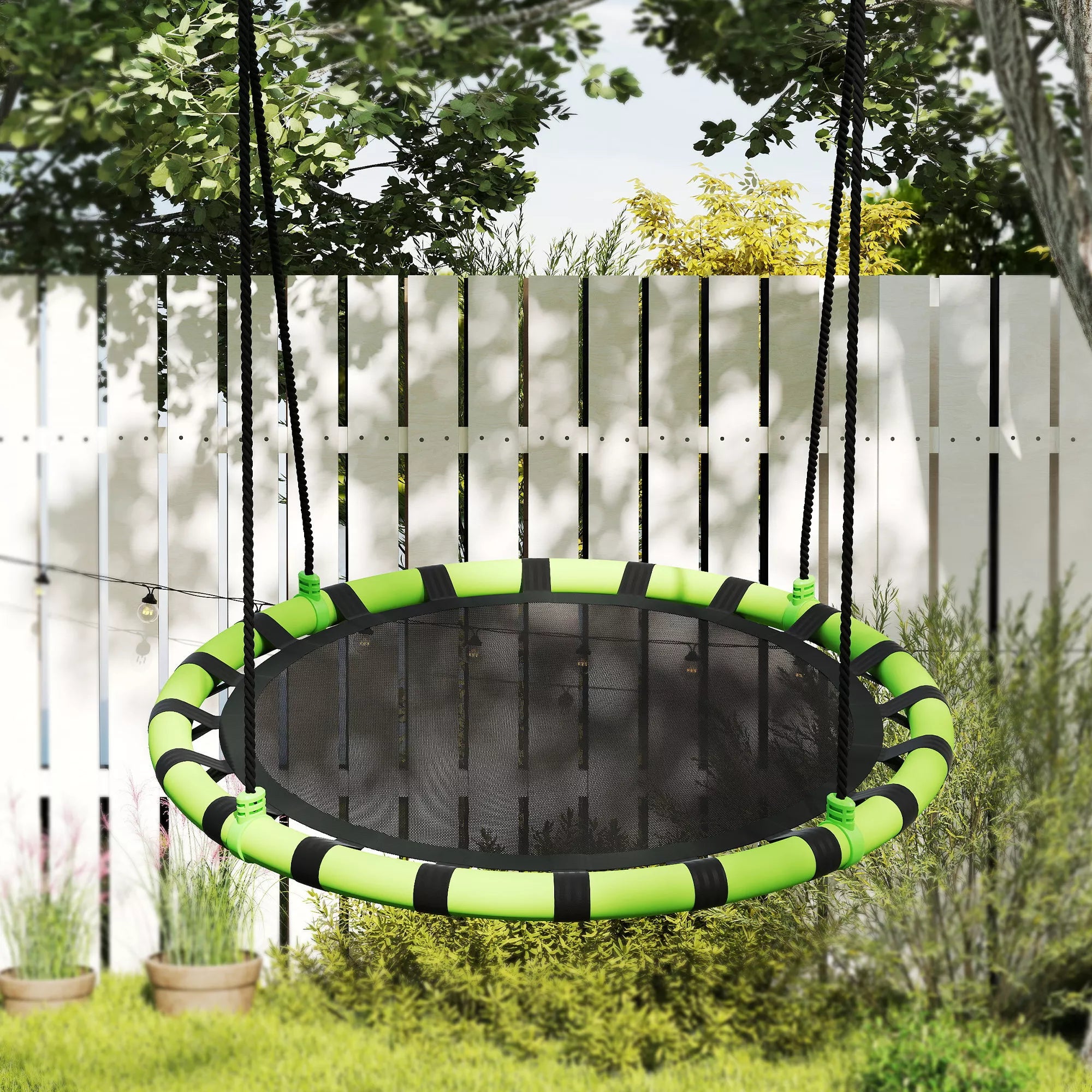 Vaikų sūpynės, 150 kg apkrova, Ø100 x 180H cm, metalas, putplastis, juodos spalvos