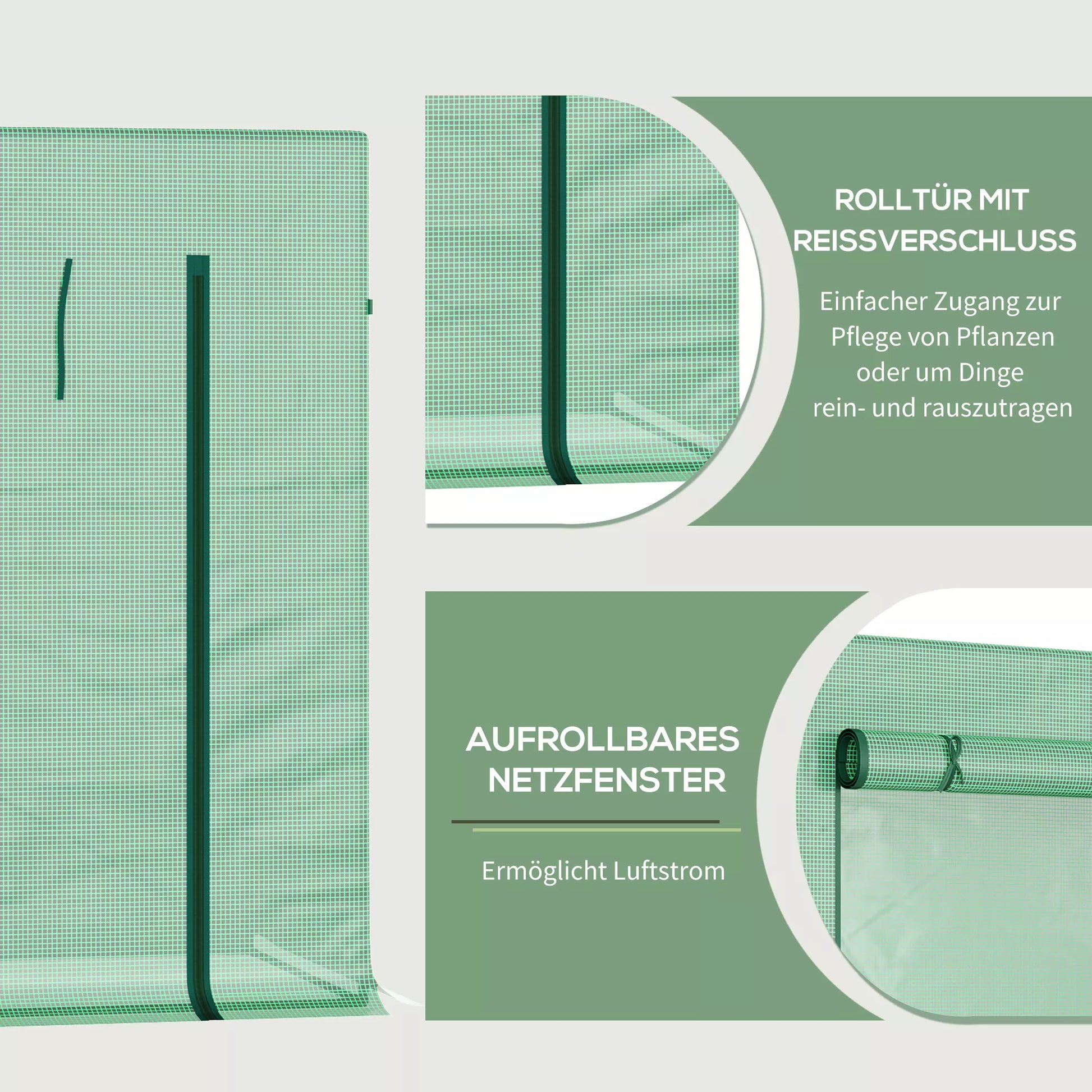 Plėvelės šiltnamis, šiltnamis su stumdomomis durimis, šoniniais langais, skirtas sodui, pagamintas iš plieno, plastiko, 200 x 76 x 168 cm, žalias