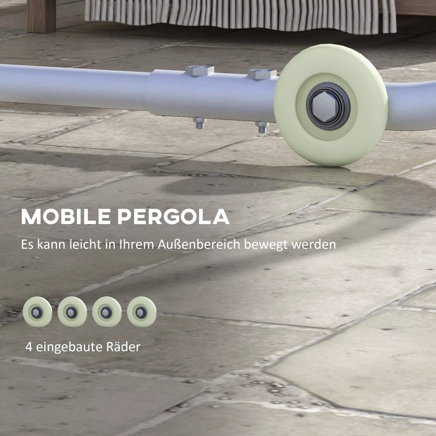 Mobilus paviljonas su ratukais, su smėlio maišais, metaliniu rėmu, 3x3 m, pilkos spalvos