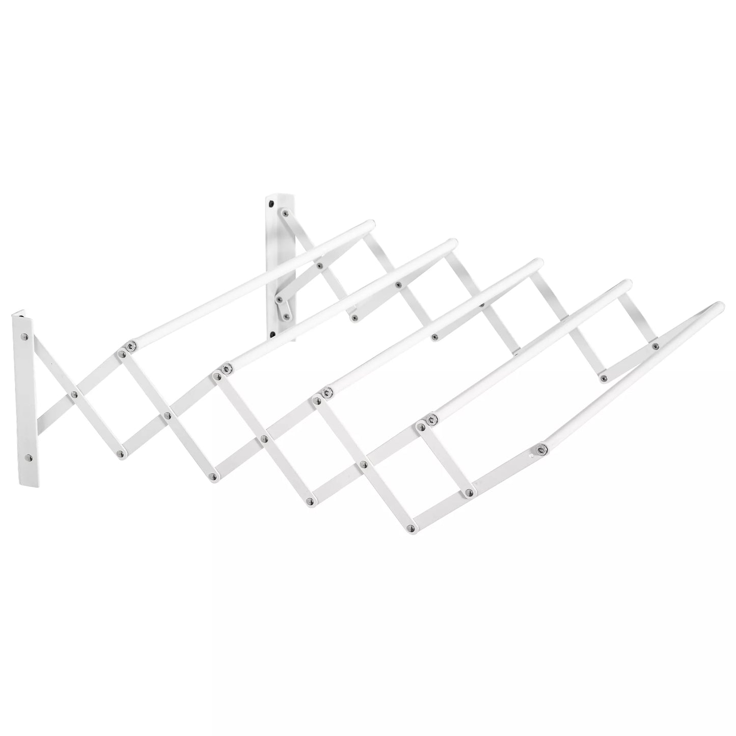 Išskleidžiama ir sulankstoma sieninė drabužių džiovykla, taupanti vietą, skirta naudoti viduje ir lauke, balta, 63,5 x 60 x 20 cm
