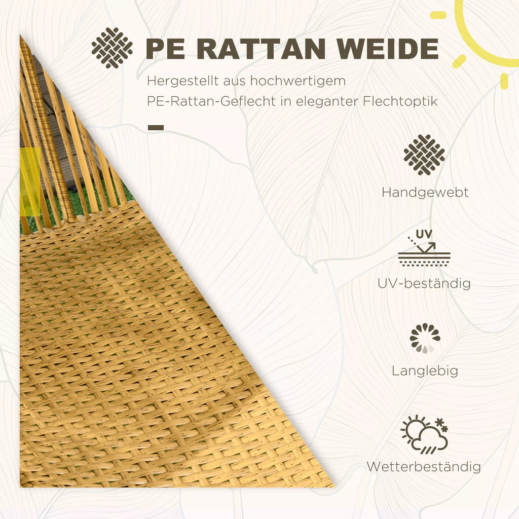 Rattan kėdė Lauko kėdė Sodo kėdė, PE-rattan, 89 cm x 75 cm x 143 cm, natūrali + juoda
