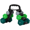 Hantelų rinkinys su laikymo stovu, rinkinys su 6 hanteliais fitneso treniruotėms, 2 x 1 kg, 2 x 3 kg, 2 x 5 kg