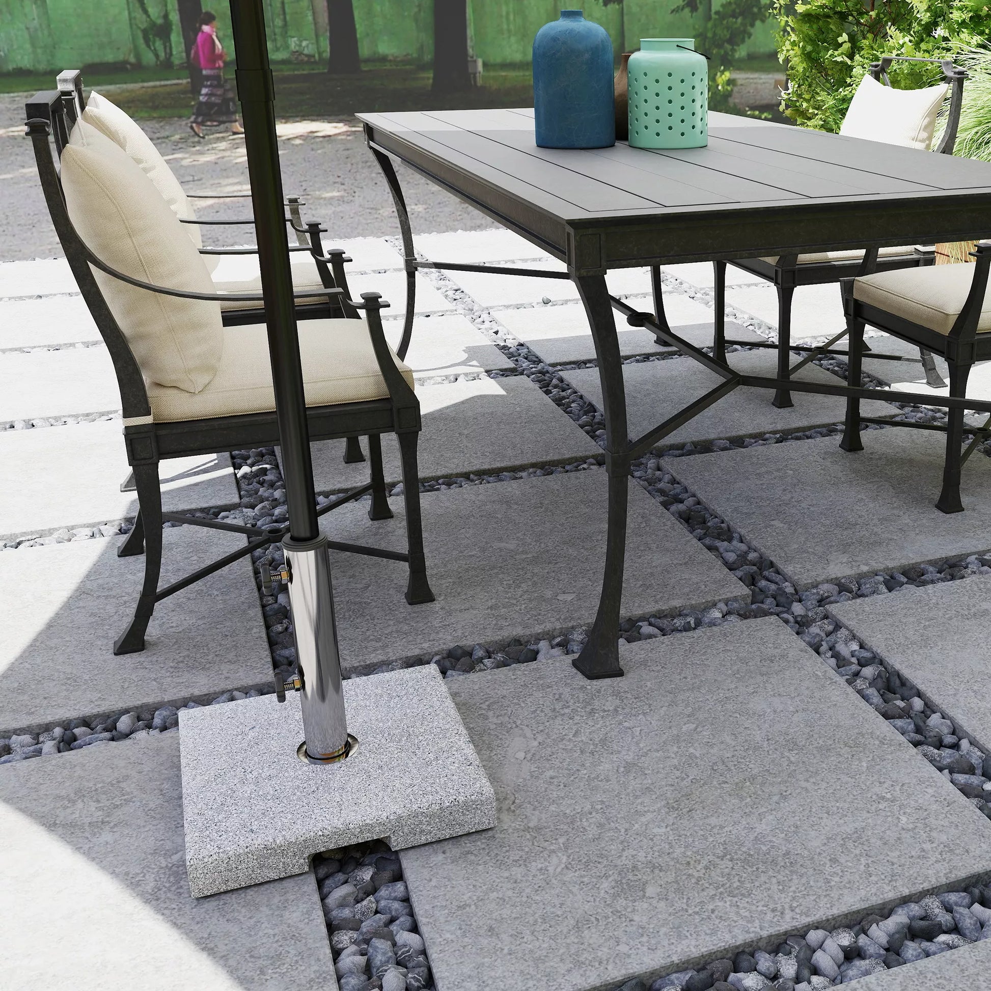 Granito skėčių stovas 21 kg Skėčių stovas, kvadratinis Skėčių laikiklis, skėčių svoris skėčiams 32/38/48 mm