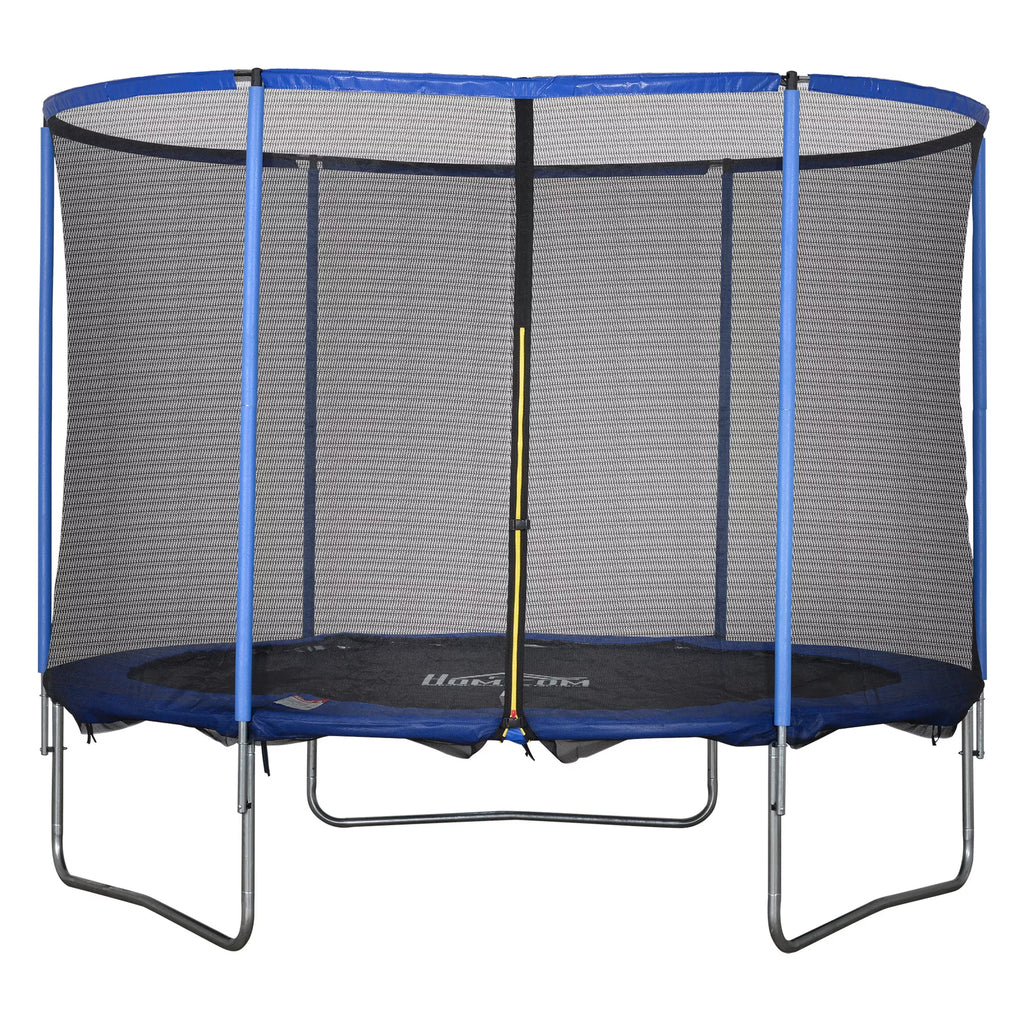 Batutas su apsauginiu tinklu Sodo batutas, skirtas naudoti viduje ir lauke Fitneso batutas paaugliams ir suaugusiems Plieninis Mėlynas + juodas iki 113,6 kg Ø305 x 248H cm