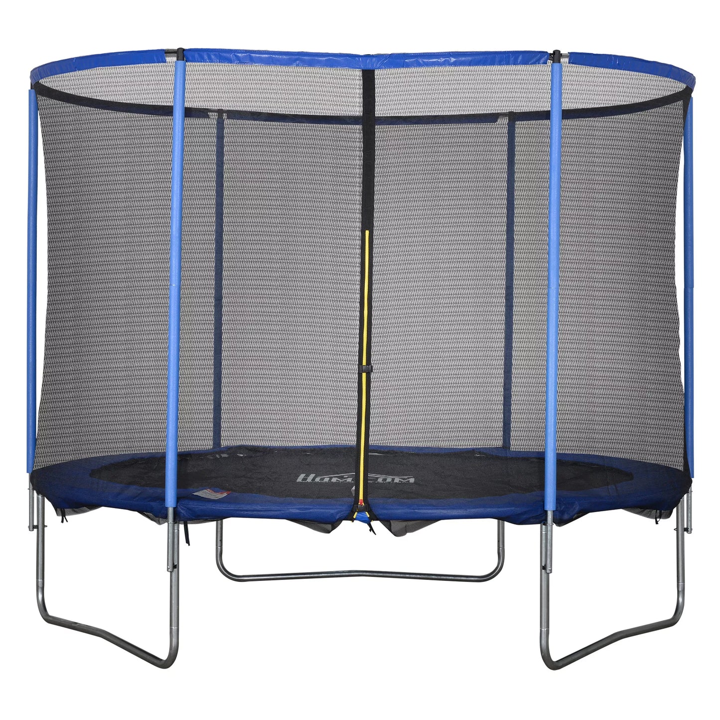 Trampolinas su apsauginiu tinklu, sodo batutas vidaus ir lauko naudojimui, fitneso batutas paaugliams ir suaugusiems. Plienas, mėlyna+juoda. Iki 113,6 kg. Ø305 x 248A cm