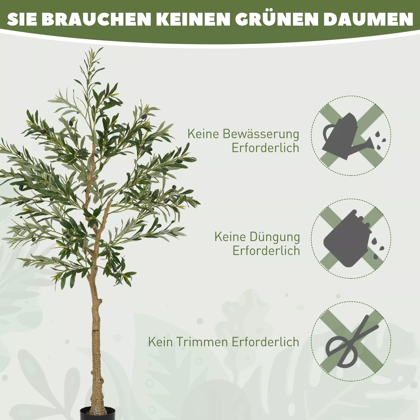 Dirbtinis alyvmedis, 150 cm, 720 lapų, 40 alyvuogių, stabilus vazonas, dekoratyvinis augalas, žalias