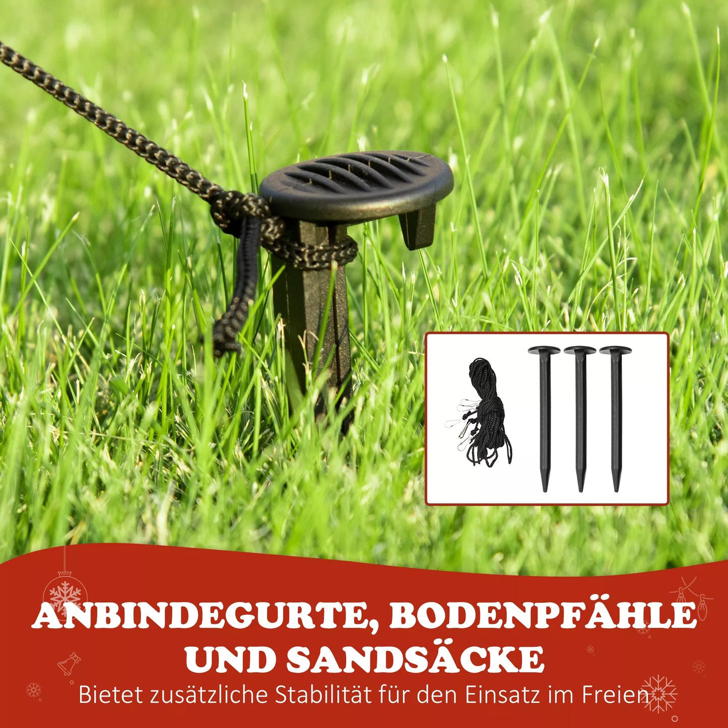 Pripučiamas Kalėdų Senelis su besisukančiu šviesos rutuliu, šventinė sodo dekoracija